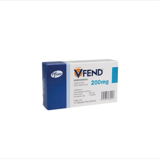 VFEND 200 mg Voriconazol caja c/14 tabletas