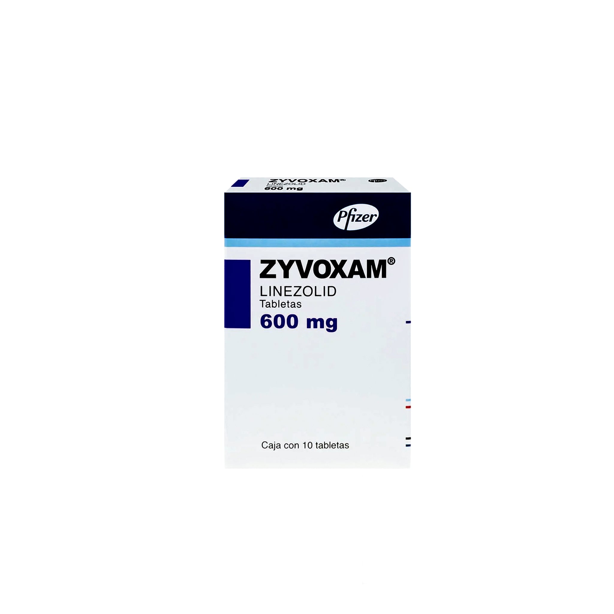 ZYVOXAM 600 mg Linezolid caja con 10 tabletas